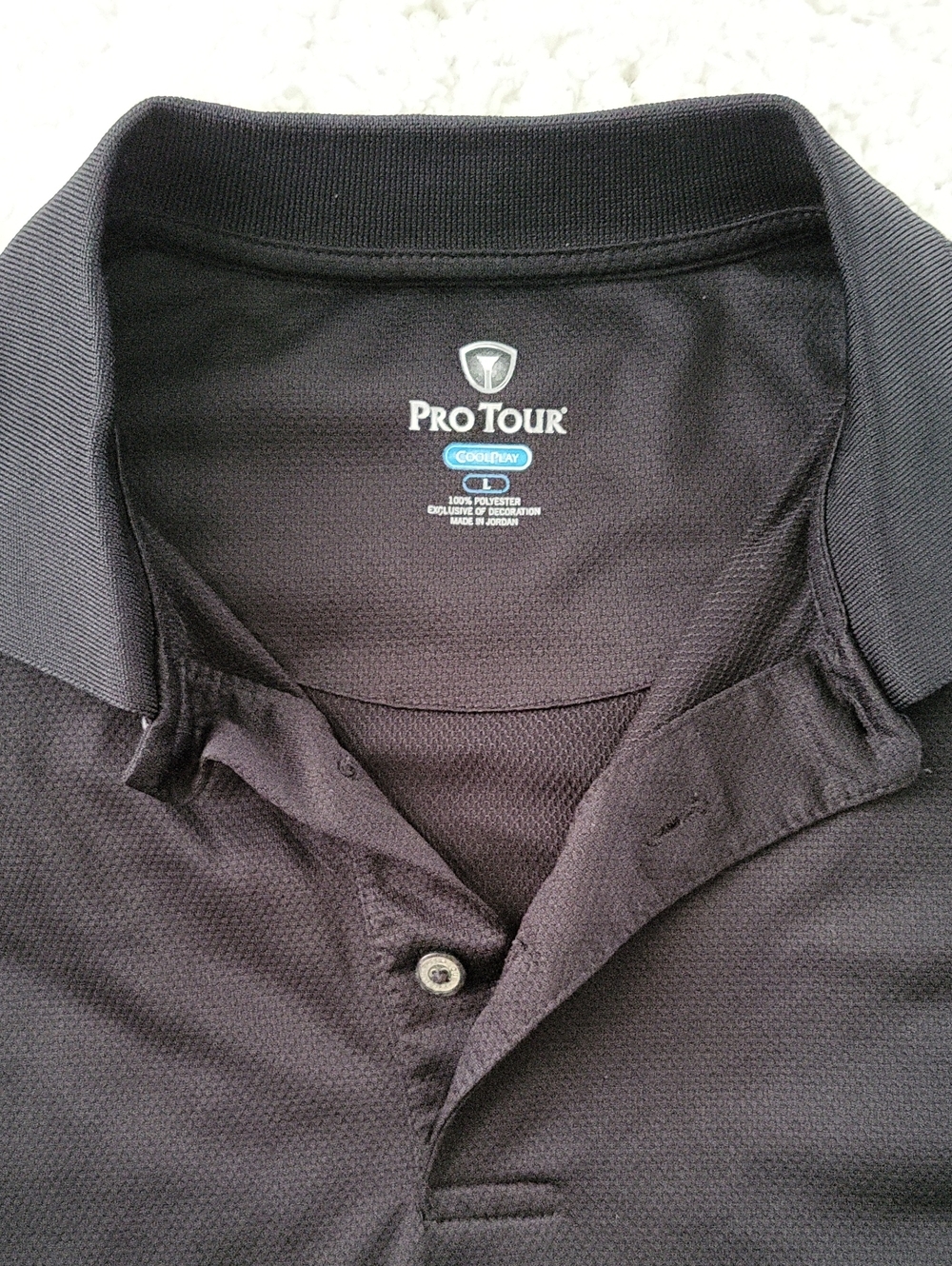 Pro Tour Men's Black Polo Shirt - Performance CoolPlay, Size L